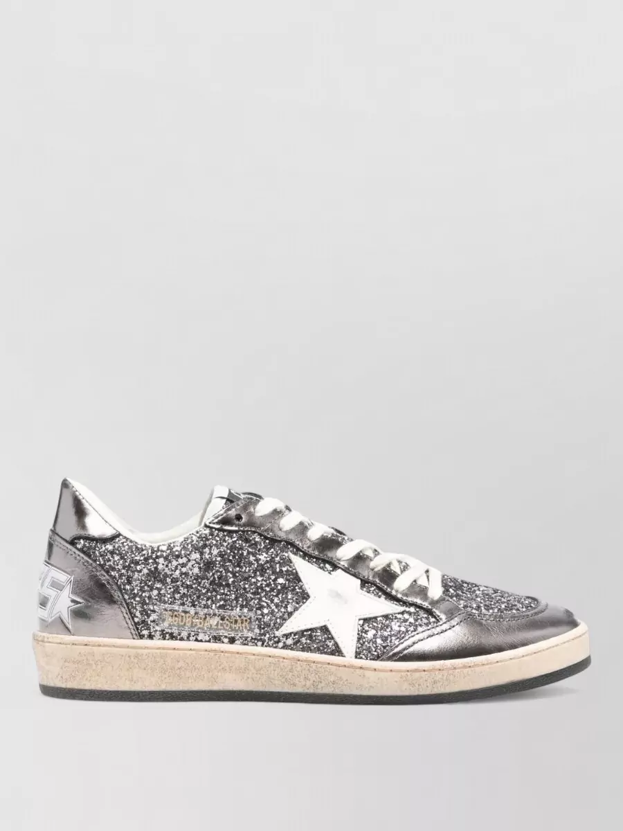 Golden Goose Leather Glitter Low-Top Sneakers