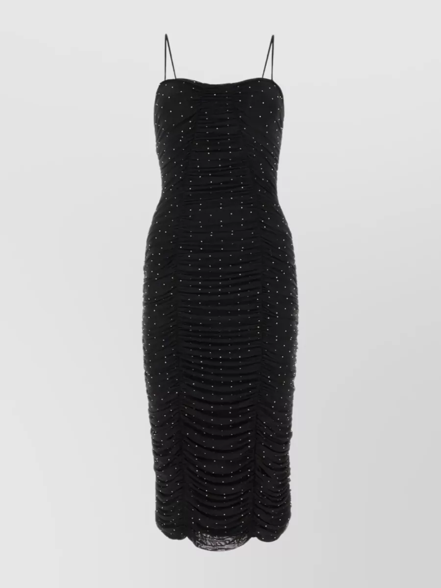 Shop Rotate Birger Christensen Crystal Ruched Mini Dress In Black