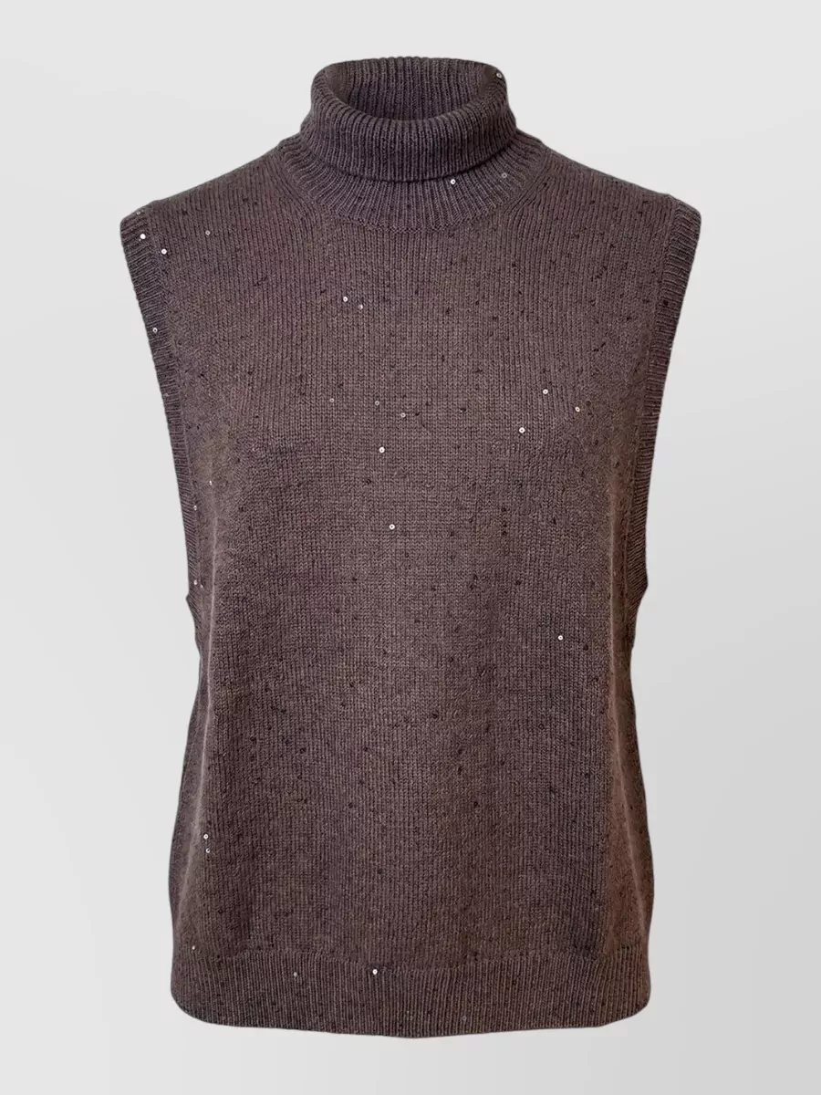 Brunello Cucinelli Cashmere silk short-sleeve turtleneck top
