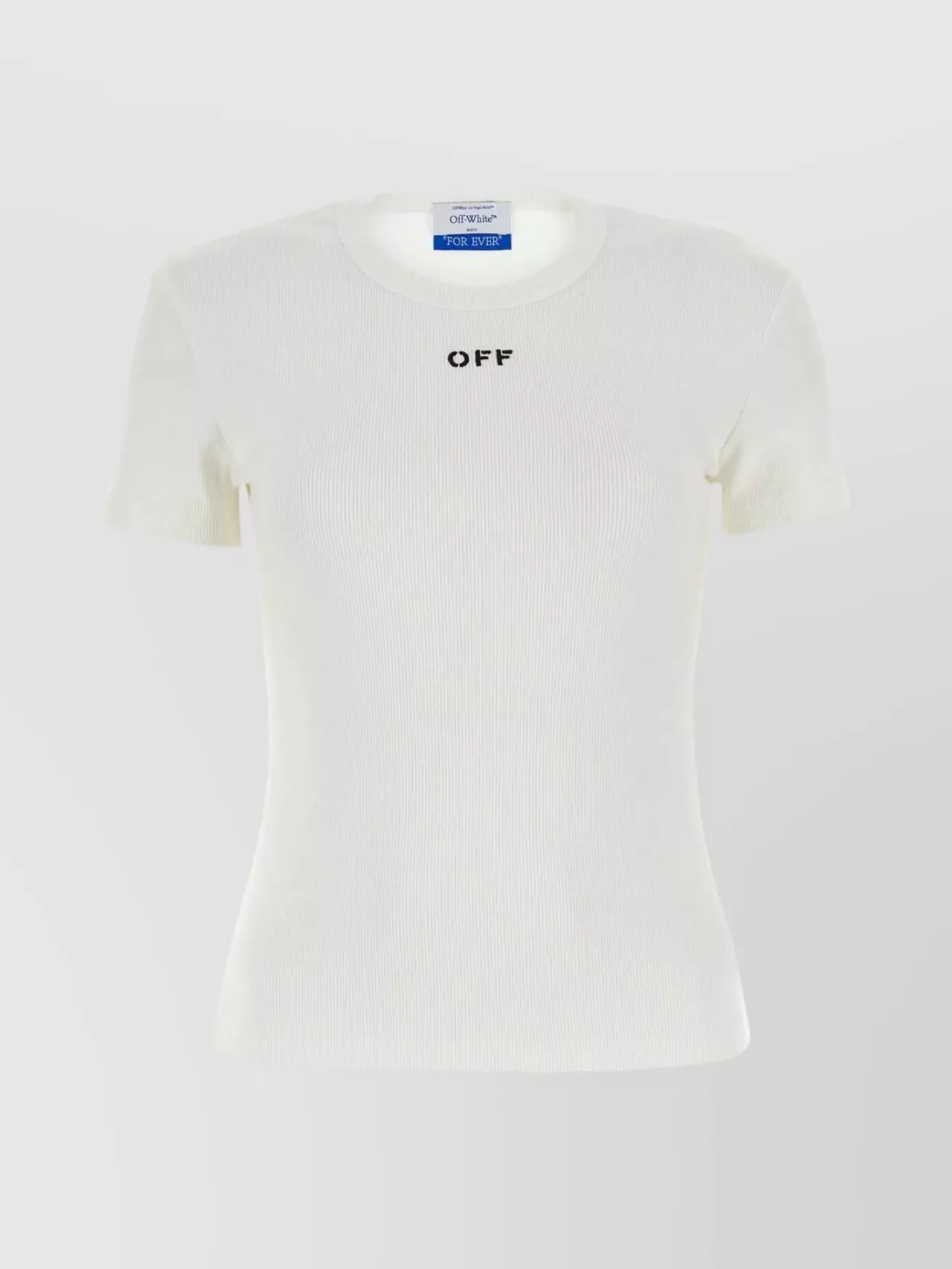 Shop Off-white Off Stamp Cotton Ribbed Crew-neck T-shirt In White
