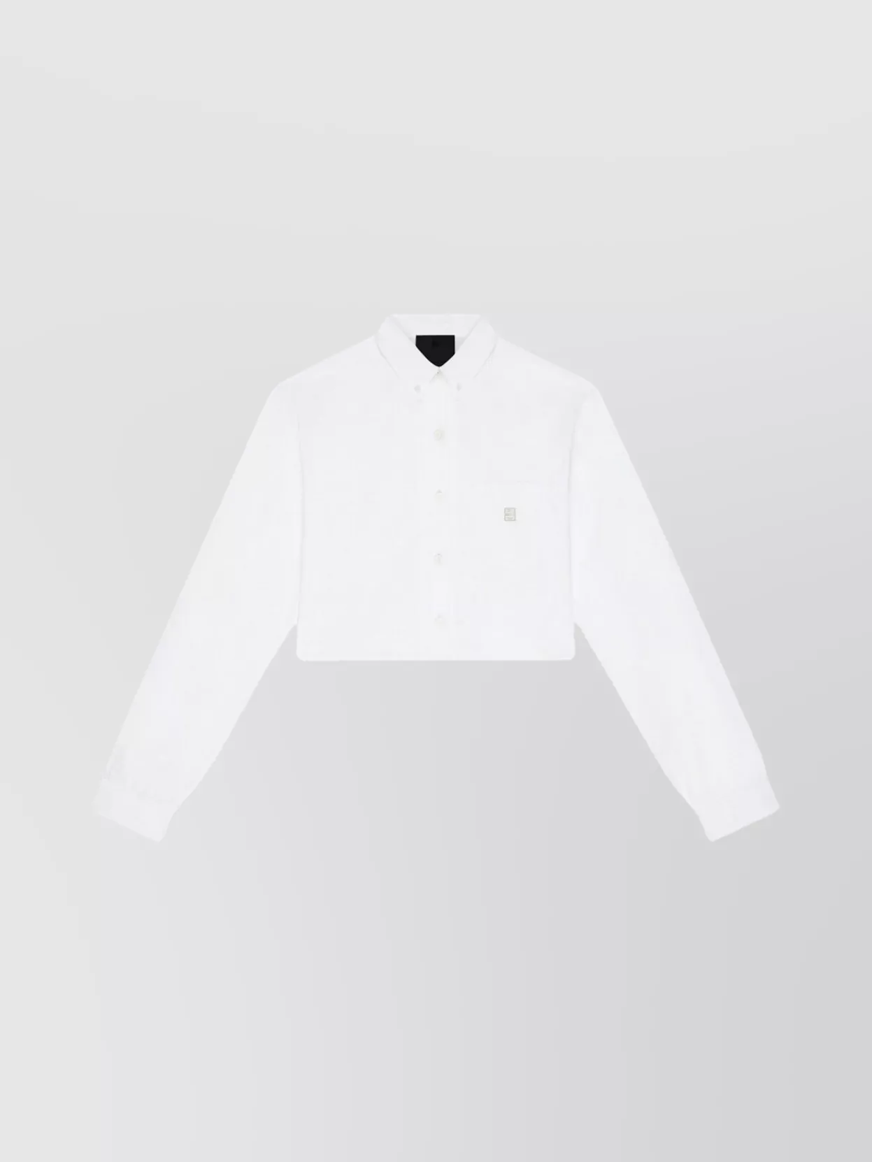 Shop Givenchy Buttoned Collar Poplin Crop Shirt In White