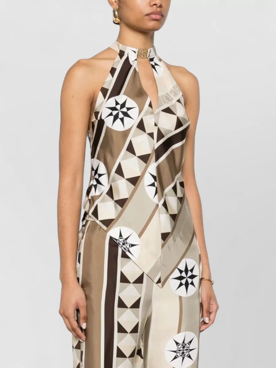 Loewe Paula's Ibiza Silk V-Neck Sleeveless Blouse