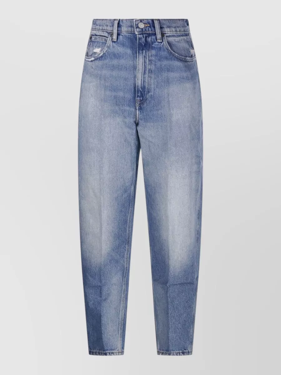 Ralph Lauren Straight Leg Denim Trousers Faded Wash In Blue