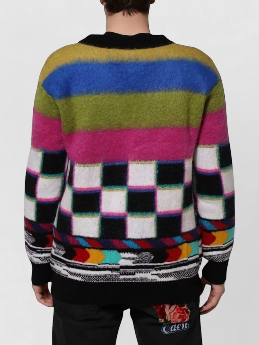 Dolce&Gabbana Mohair-Blend Checked V-Neck Jumper