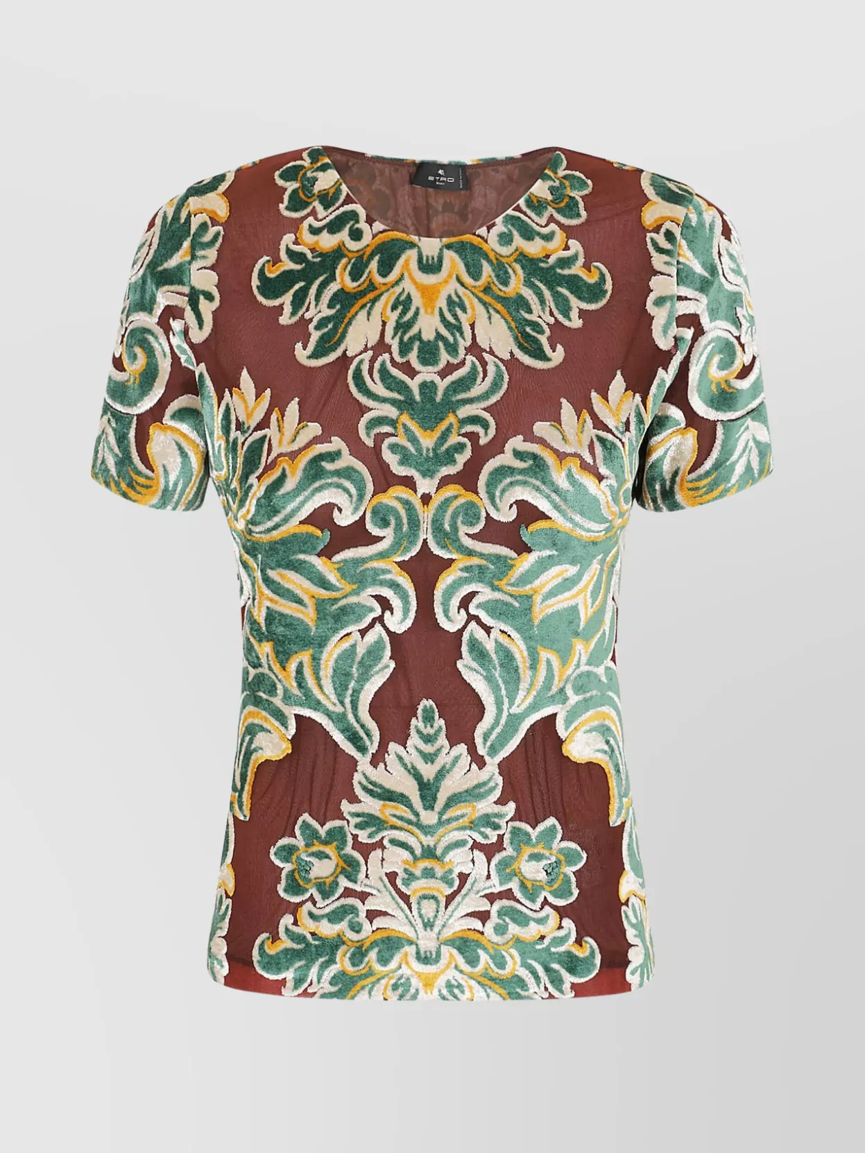 Shop Etro Woman's Floral Embroidered V-neck Short Sleeve Top