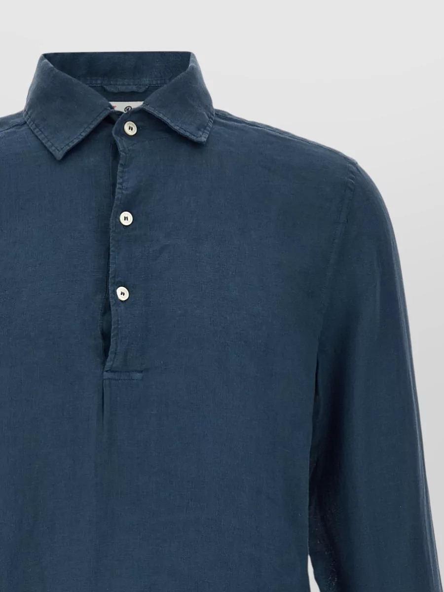 Mc2 Saint Barth Linen Long-Sleeve Polo Shirt