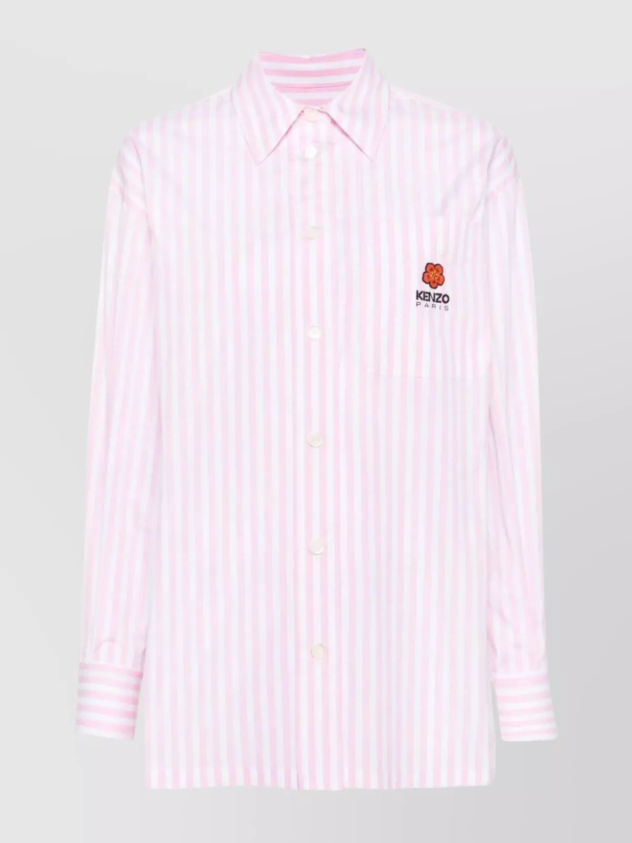 Shop Kenzo Embroidered Striped Oversized Shirt In Pastel