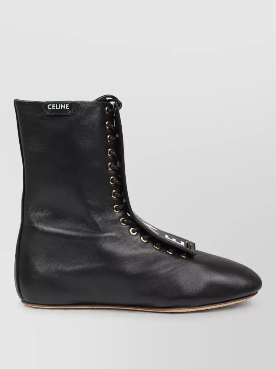 Celine Leather Lace-Up Boots