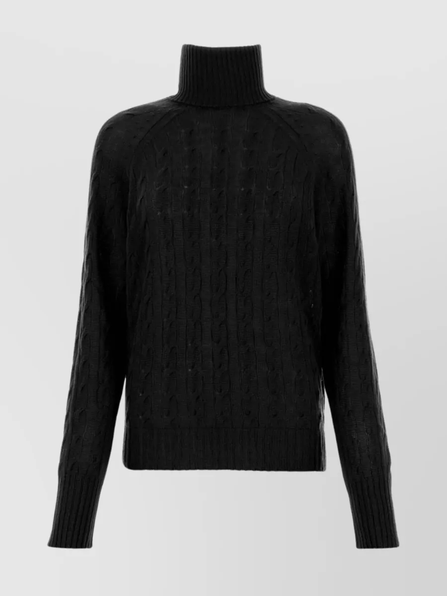 Shop Etro Elevated Ribbed Turtleneck Cashmere Sweater In Black
