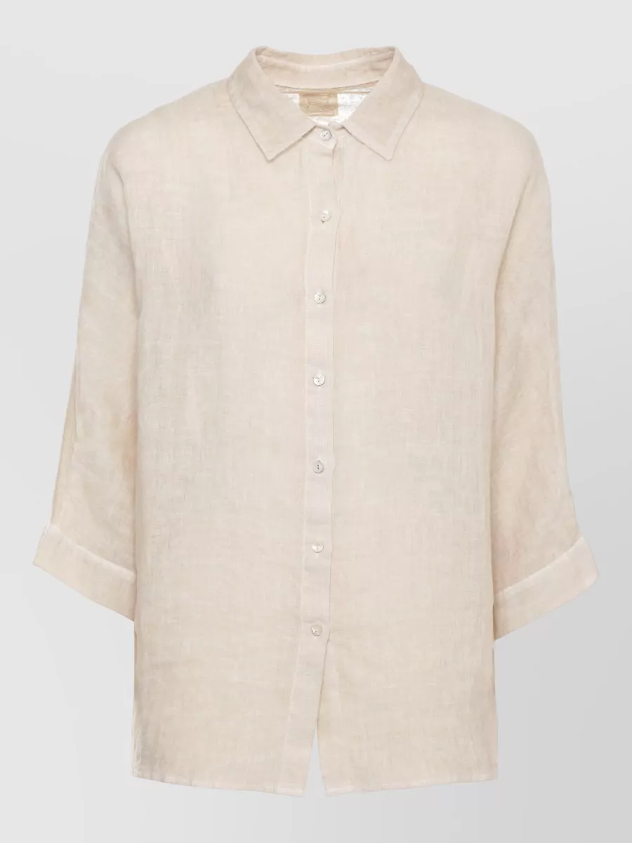 120% Lino Linen Lounge Shirt Long Sleeves Relaxed