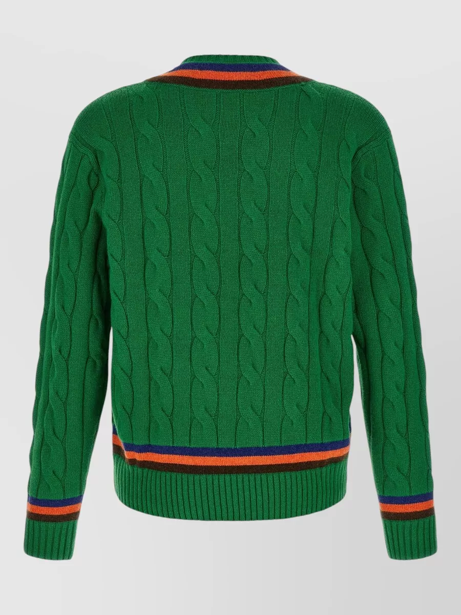 Polo Ralph Lauren Cable-Knit V-Neck Wool Jumper