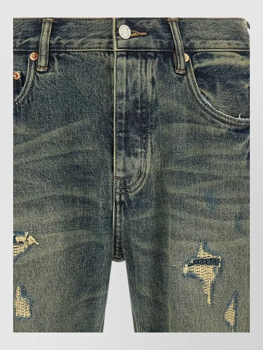 Purple mid indigo straight-leg denim jeans