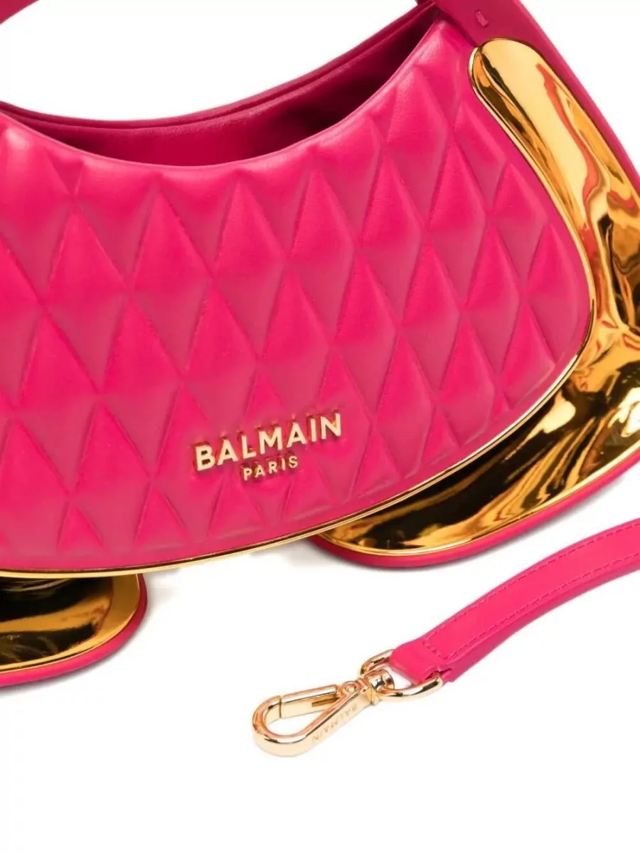 Balmain Jolie Madame Small Padded Faux Leather Quilted Clutch Bag