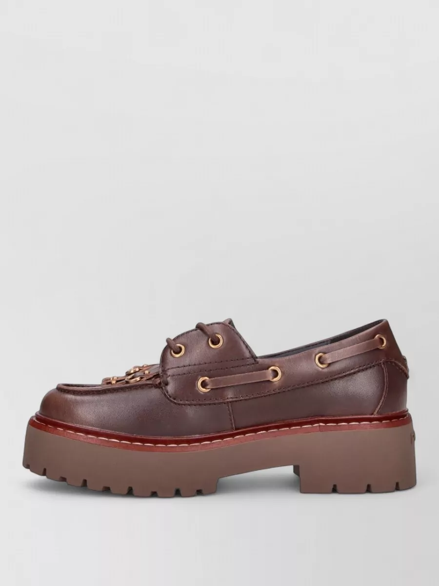 Pinko Calf Leather Platform Loafers