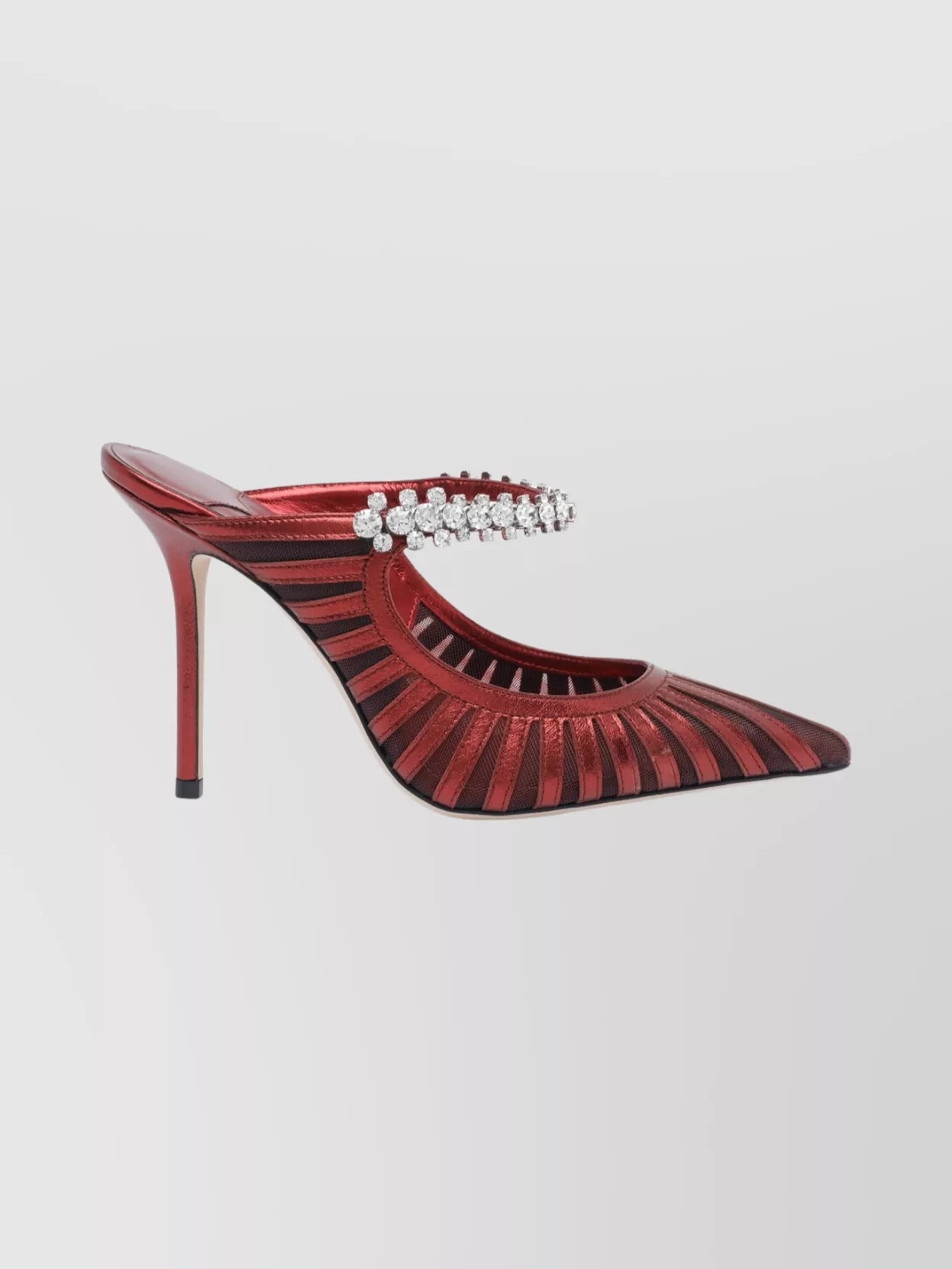 Jimmy Choo Strappy Stiletto Pumps Crystal Detail In Red