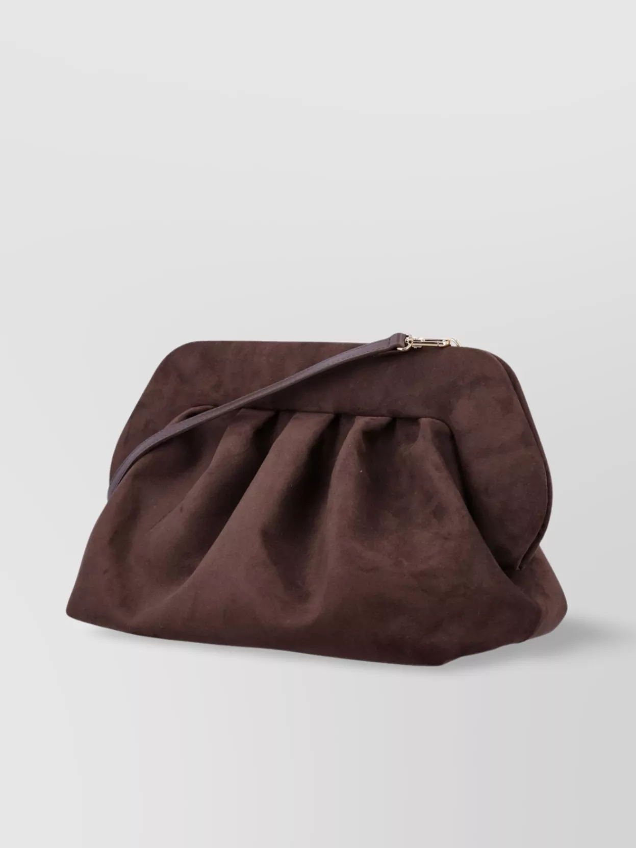 Themoiré Detachable Strap Pleated Suede Clutch