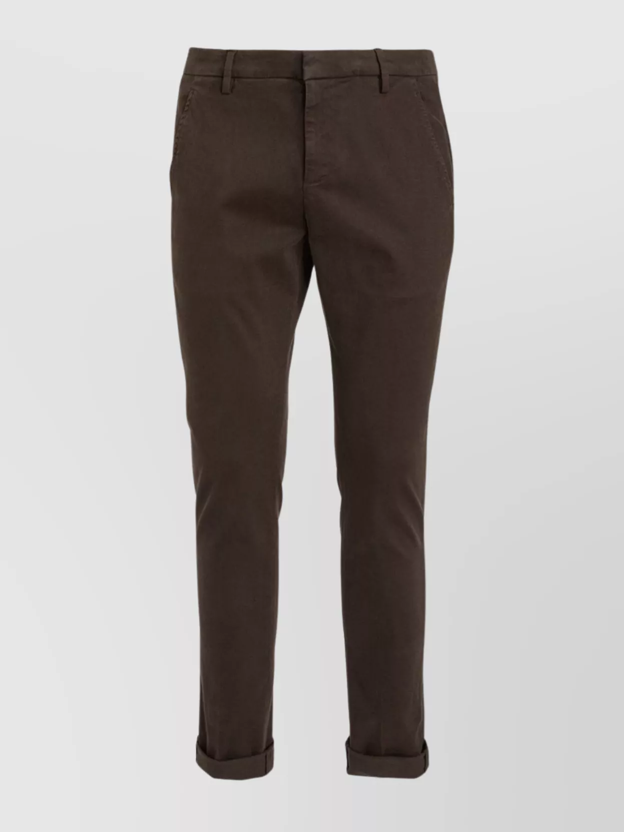 Dondup Cotton Trousers With Belt Loops And Pockets In Brown