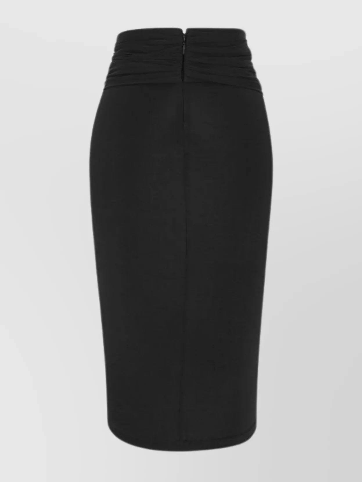 Saint Laurent Draped Pencil Skirt Featuring Ruched Detailing In Black