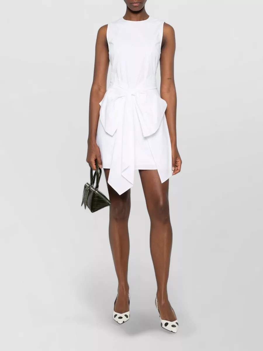 Rotate Organic Cotton Sleeveless Bow-Detail Mini Dress