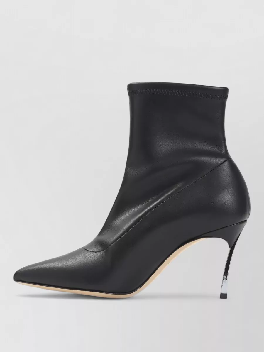 Casadei Leather Pointed-Toe Stiletto Ankle Boots