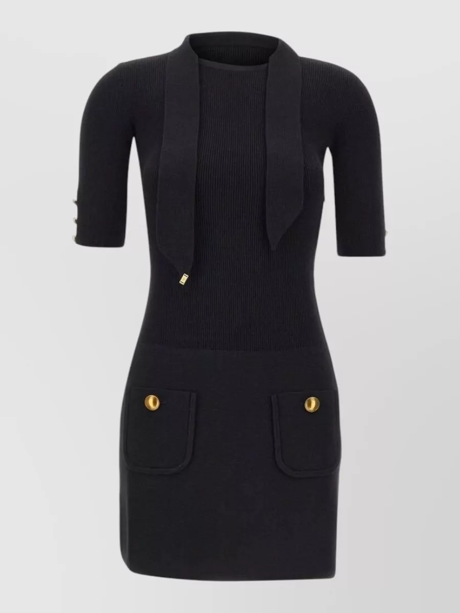 Elisabetta Franchi ribbed knit scarf mini dress