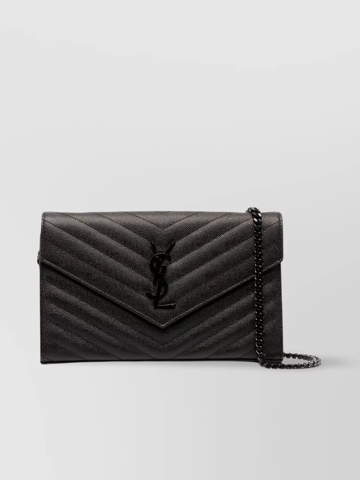 Shop Saint Laurent Poudre Grain Monogram Shoulder Bag In Black