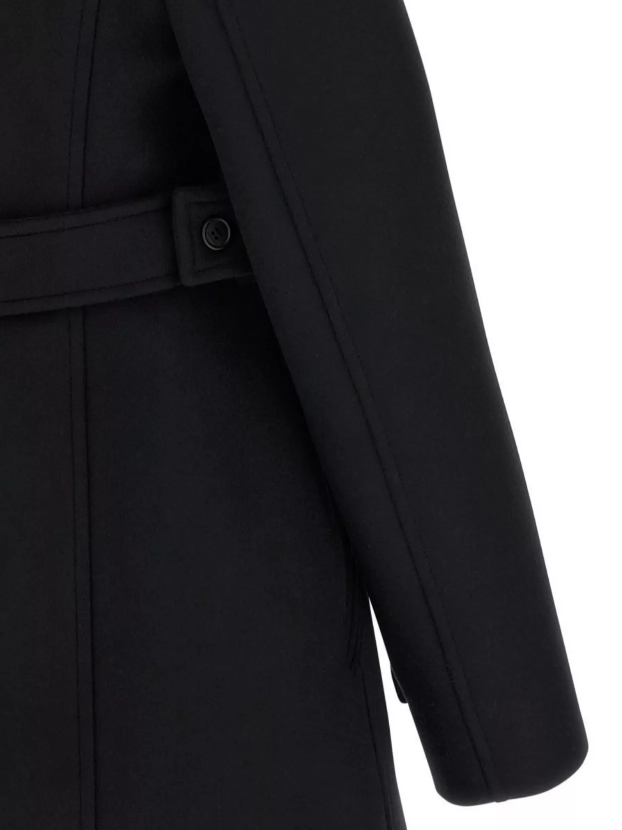 Courrèges Belted Waist High Collar Coat In Black