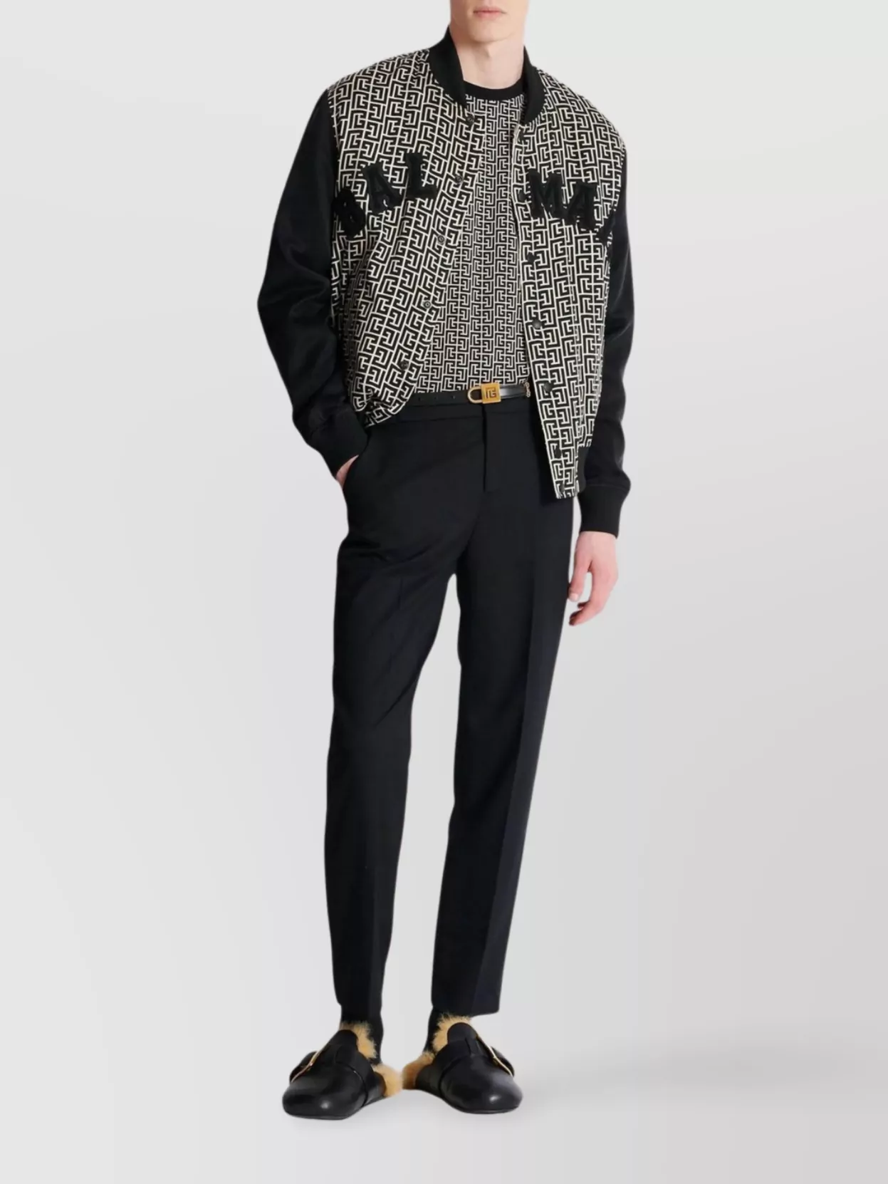 Balmain Geometric Pattern Crew Neck T-Shirt