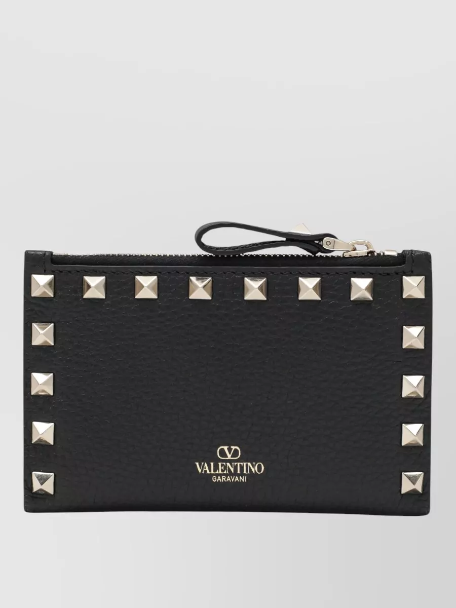 Valentino Garavani Leather rockstud zip card holder