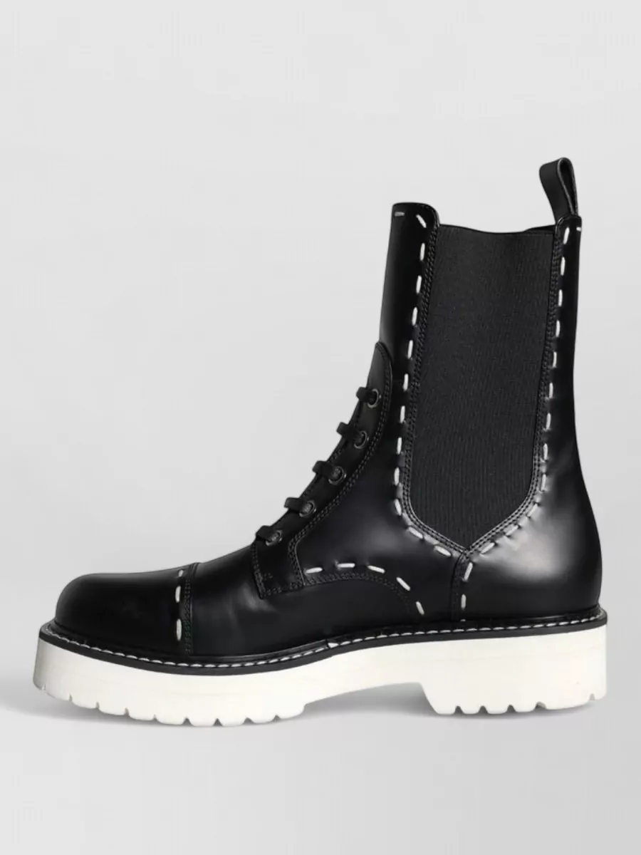 Dolce&Gabbana Leather Combat Mid Calf Boots