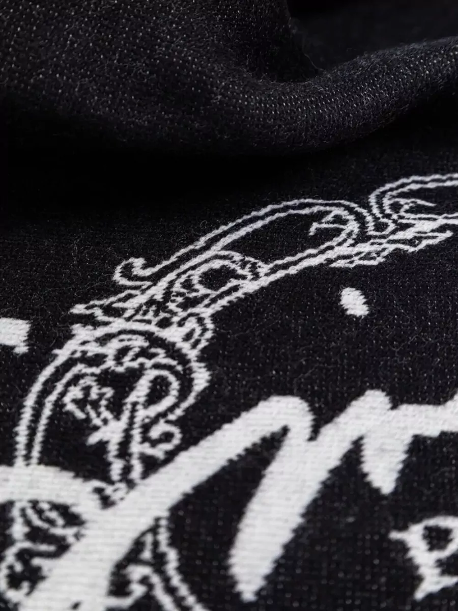 Givenchy Rectangular Scarf Frayed Edges Embroidered Detail