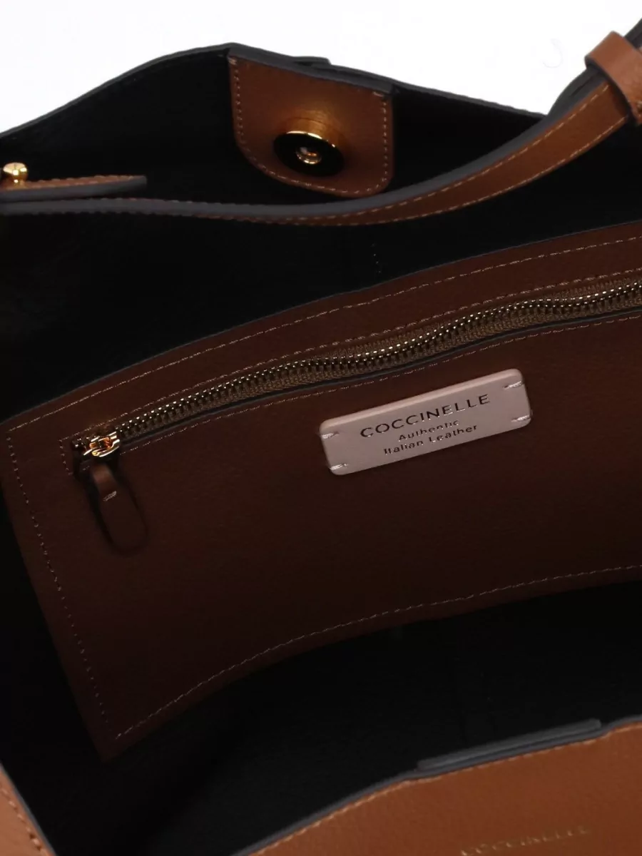 Coccinelle Shoulder Bag Shopping Style Leather Pocket