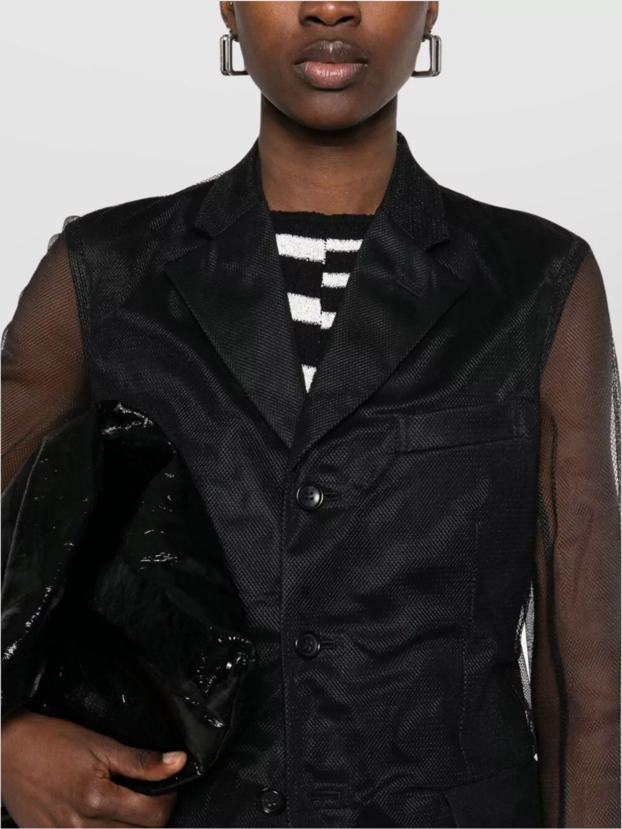 Shop Comme Des Garçons Longline Sheer Sleeves Coat
