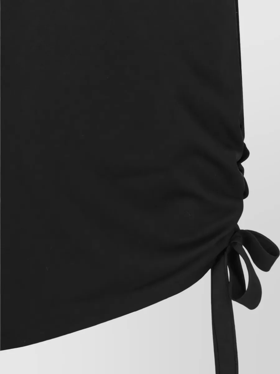Carolina Herrera Virgin Wool Sleeveless Straight Neck Draped Mini Dress