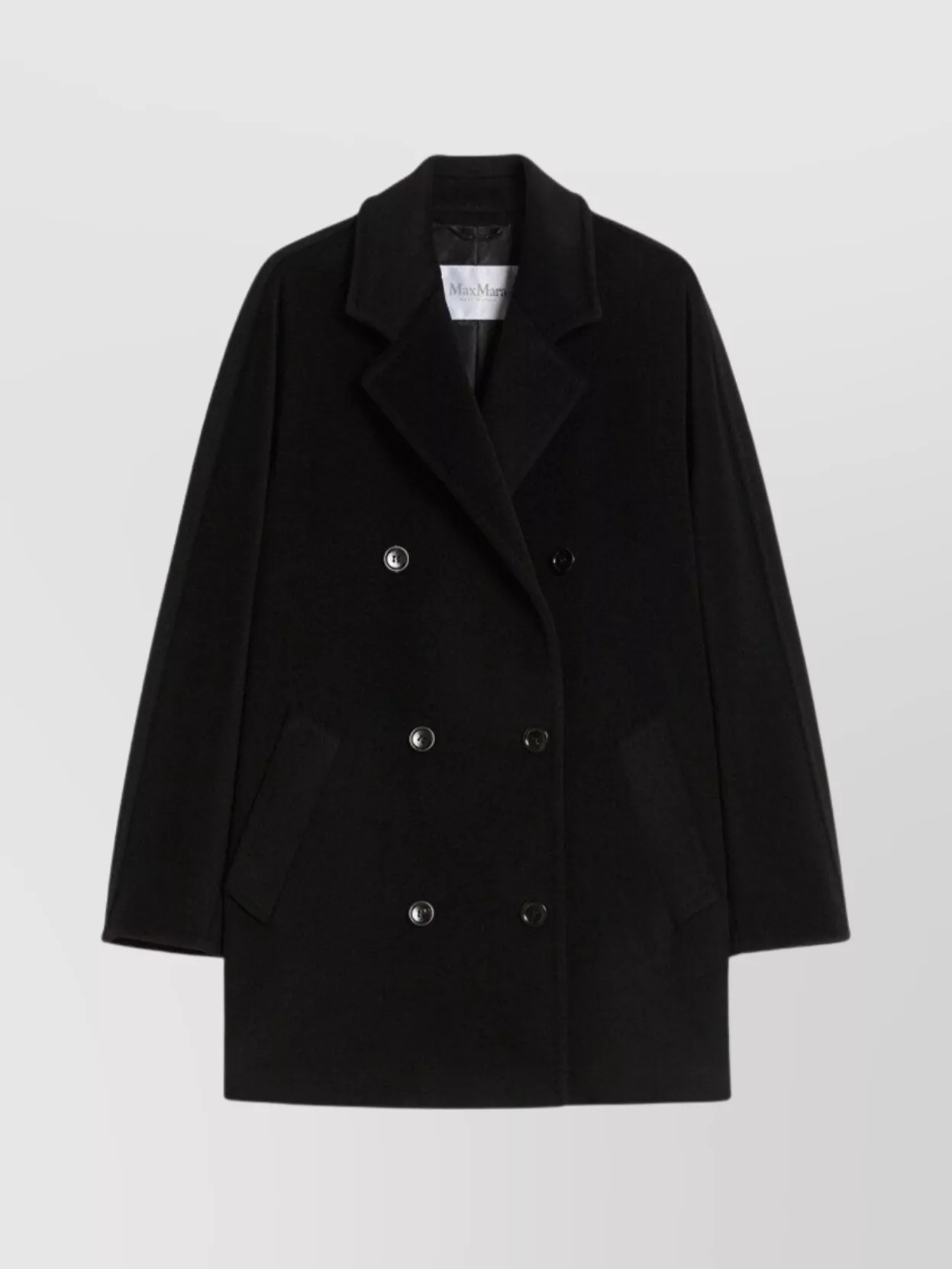 Max Mara Oversized Short Coat Kimono Sleeves In Black