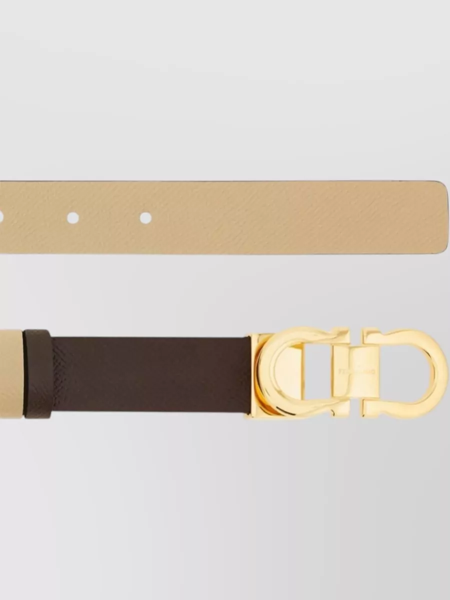 Ferragamo Gancini Leather Belt Adjustable Reversible
