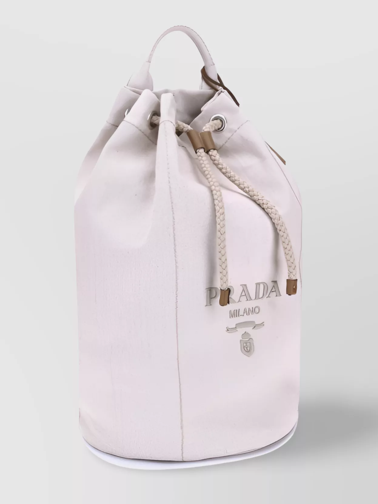 Prada Linen Bucket Bag Leather Trim