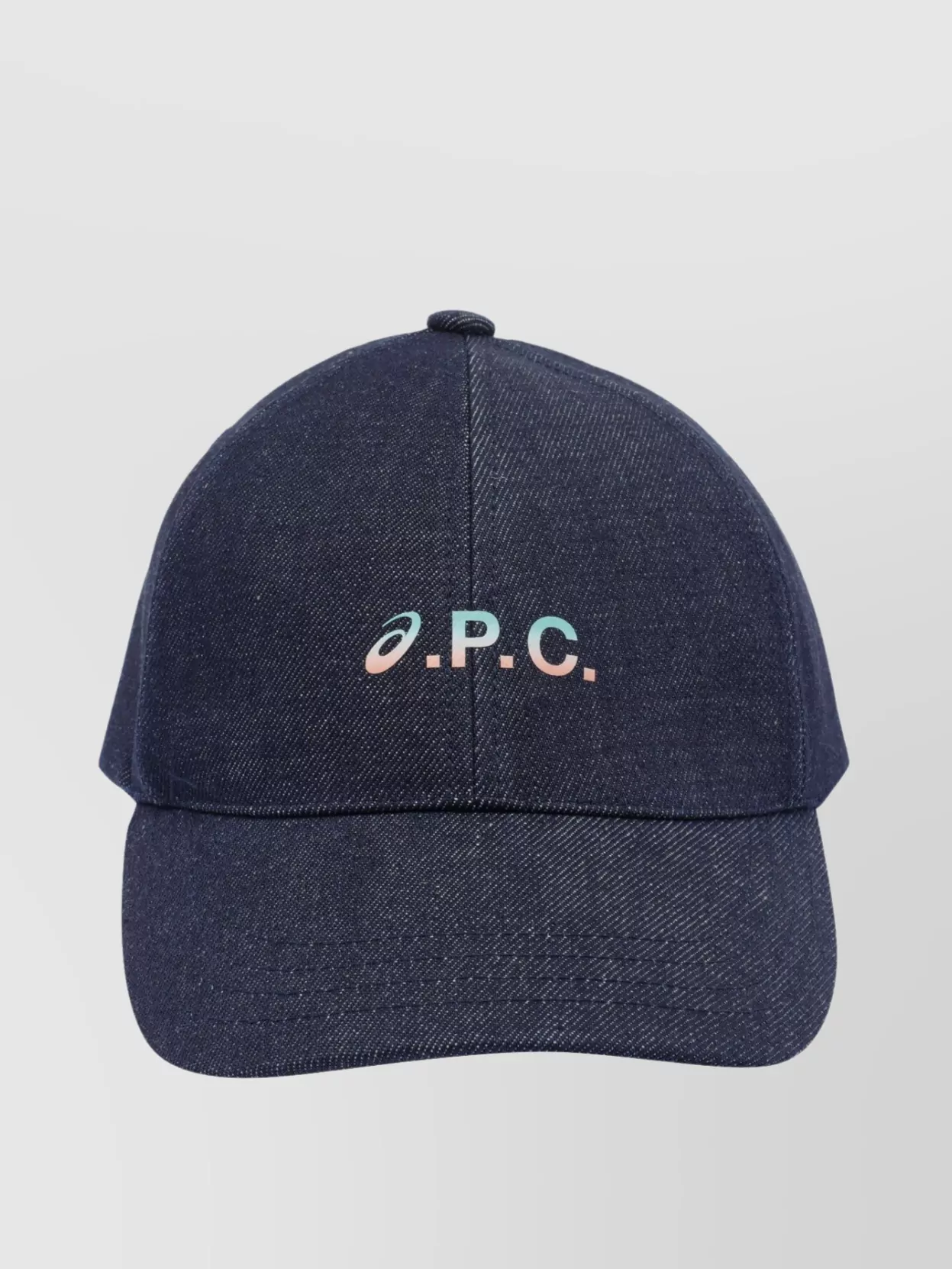 Apc Logo Printed Denim Baseball Cap