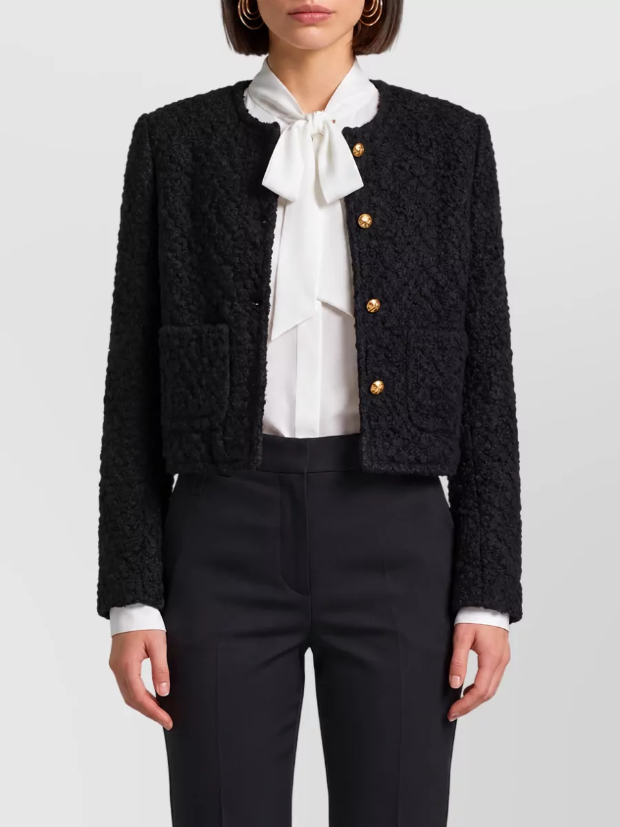Celine Virgin Wool Cropped Regular-Fit Crew-Neck Tailored Jacket