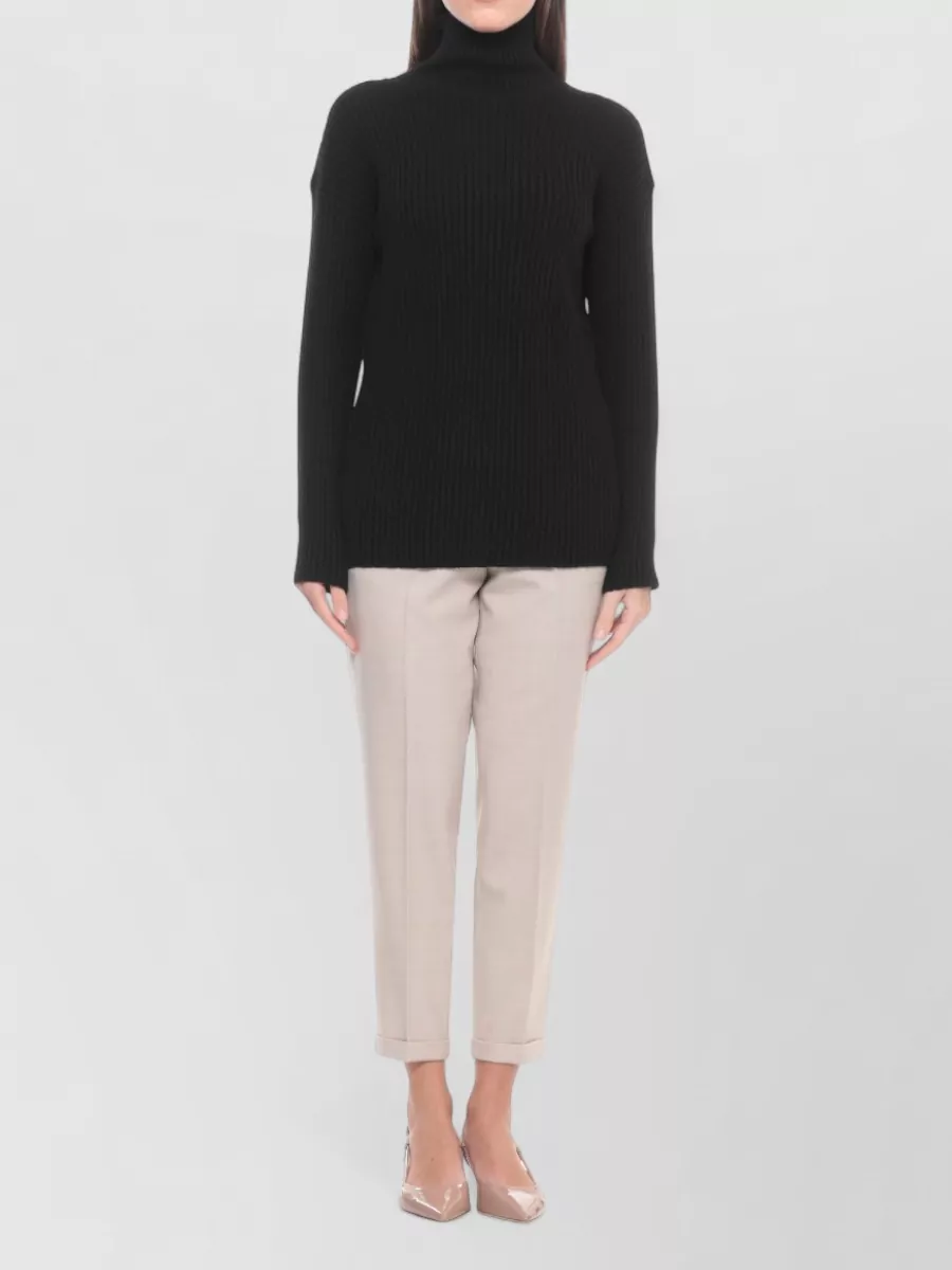 Antonelli Firenze Ribbed High Neck Wool Silk Cashmere Jumper