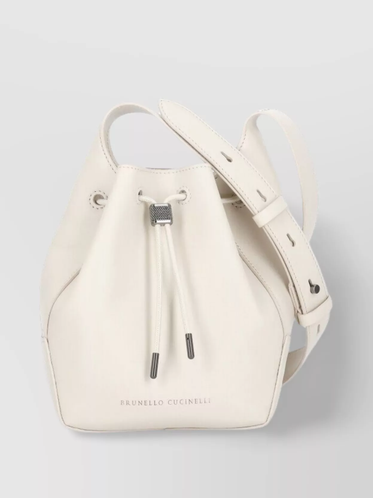 Brunello Cucinelli Leather Shoulder Bag Smooth Finish In Gray