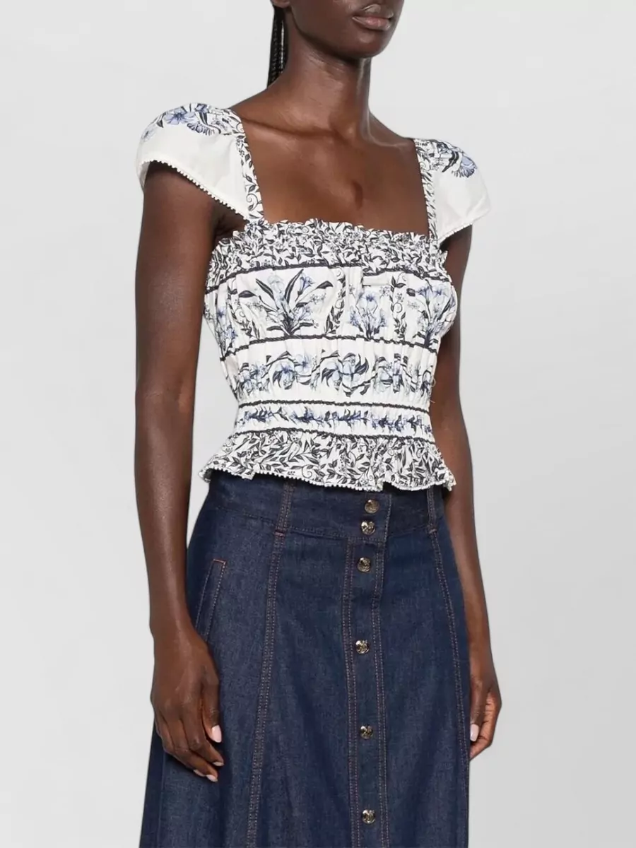 Farm Rio Cotton Gathered Blouse