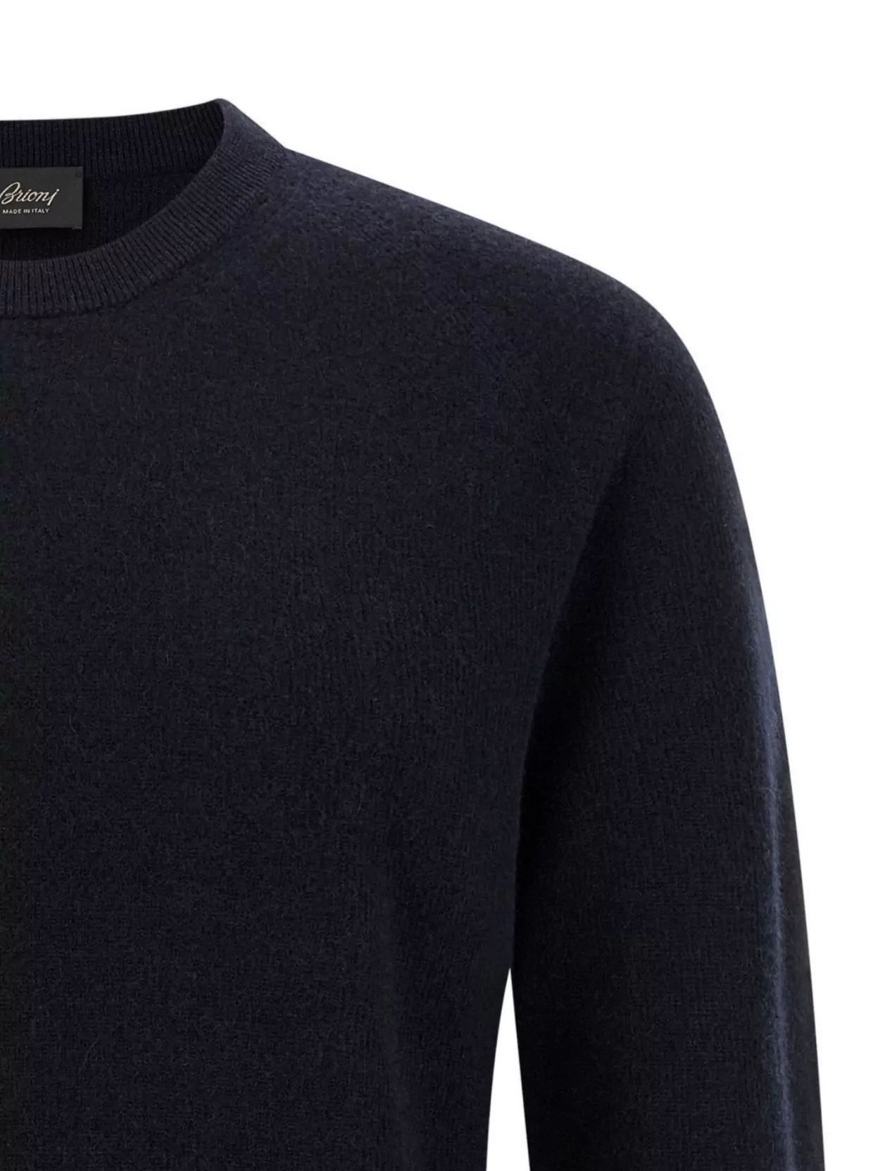Brioni Crew Neck Cashmere Sweater With Ribbed Cuffs And Hem