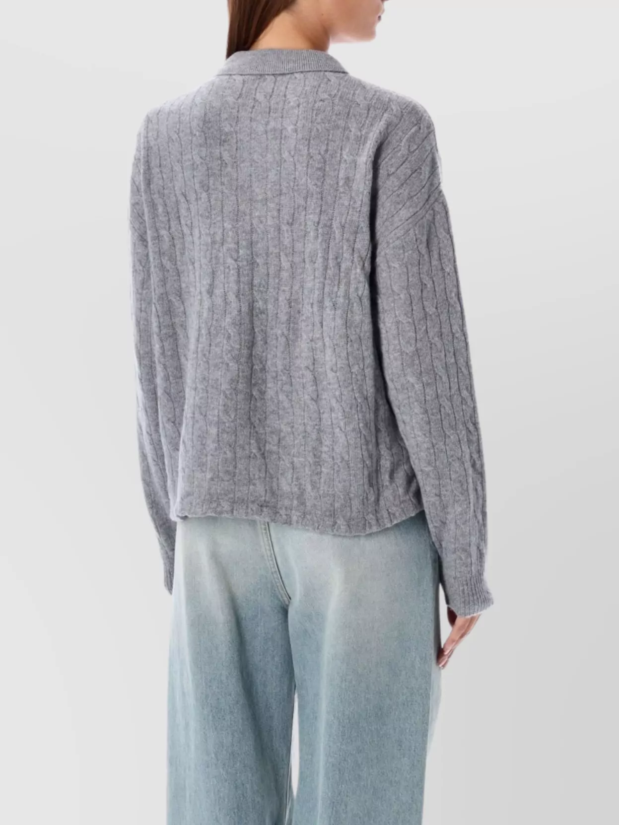 Polo Ralph Lauren Cable Knit Crop Collar Ribbed