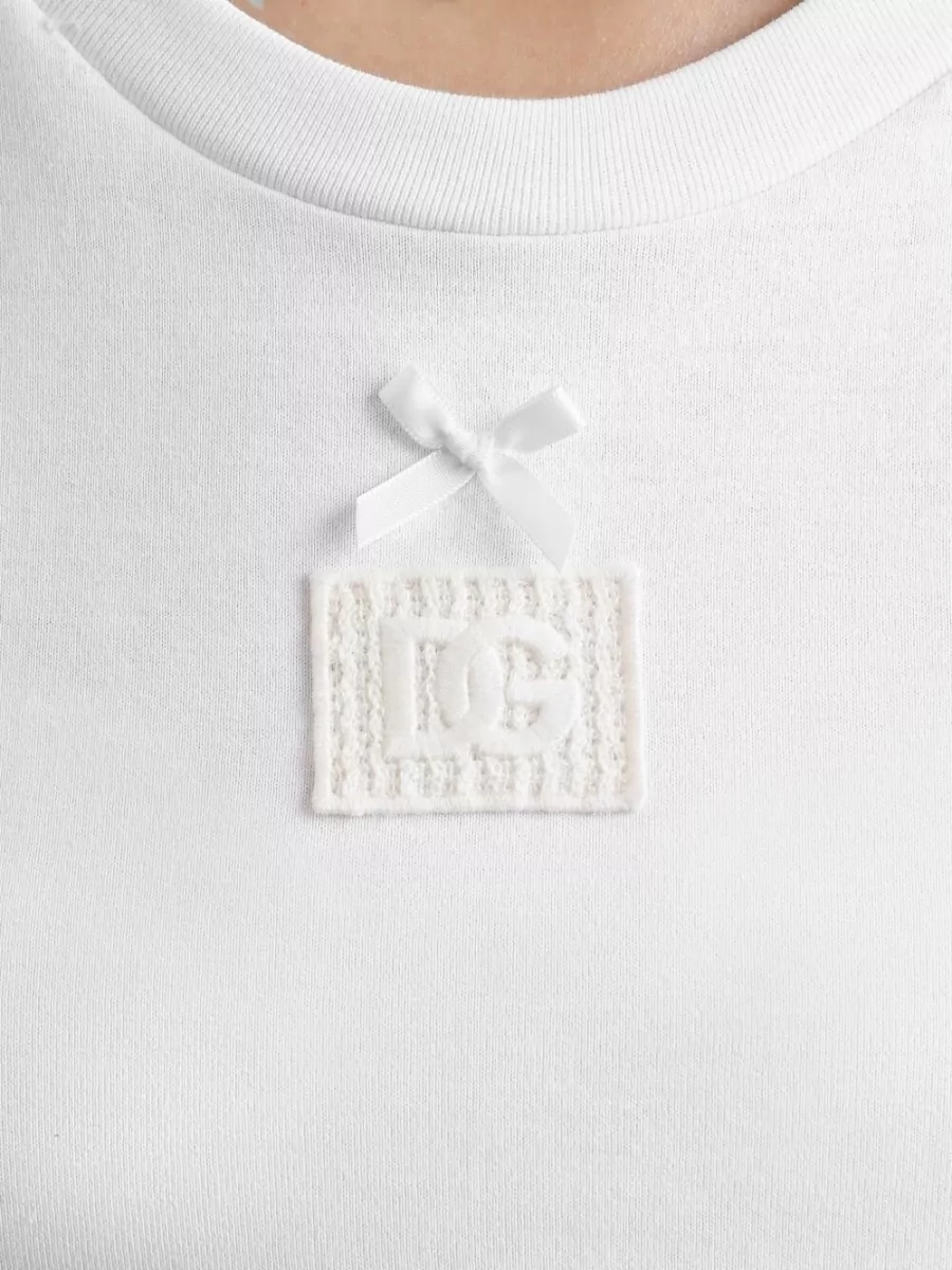 Dolce&Gabbana Bow Detail Logo Appliqué T-Shirt