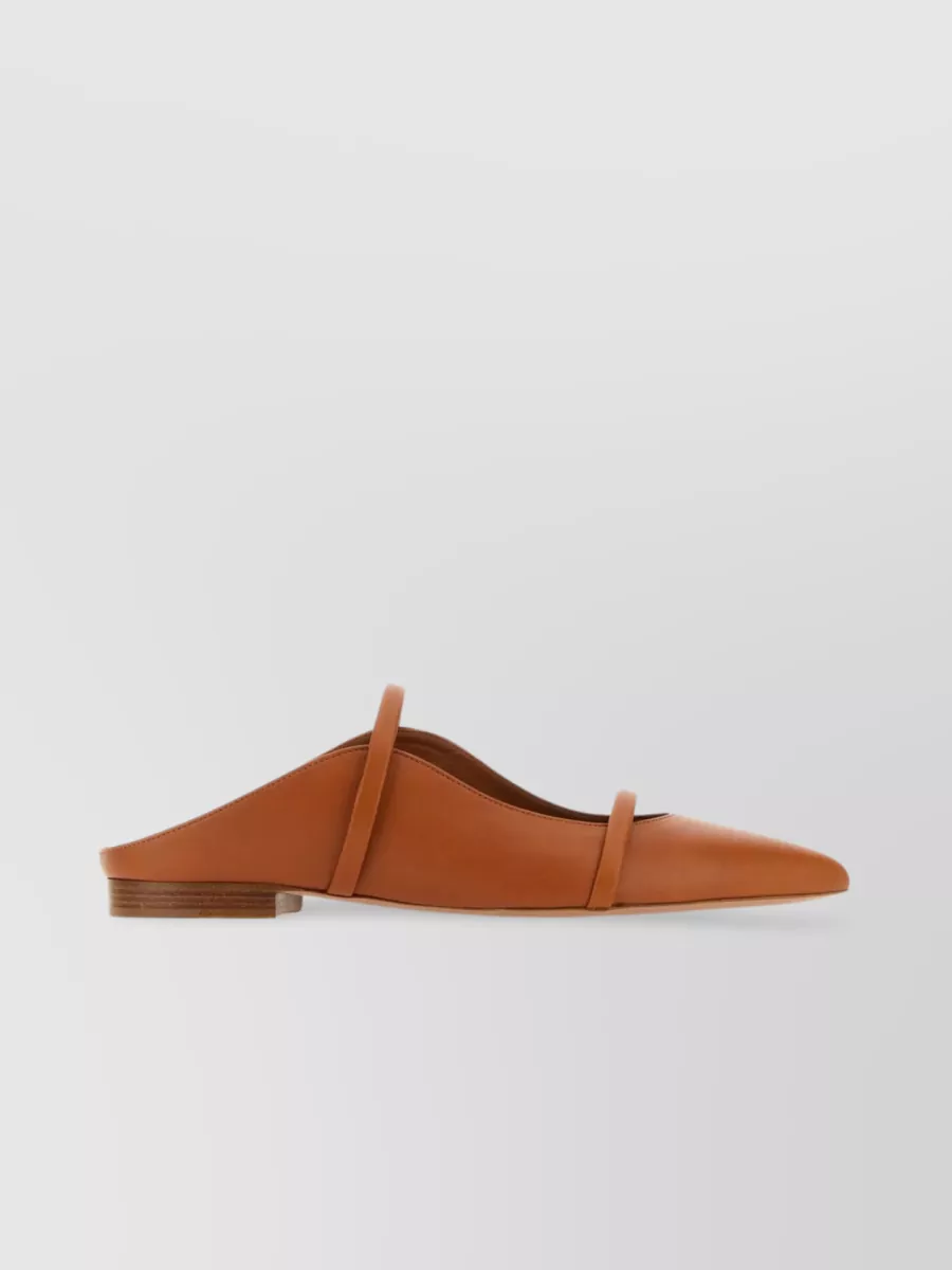 Shop Malone Souliers Flat Slippers With Pointed Toe And Leather Straps In Brown