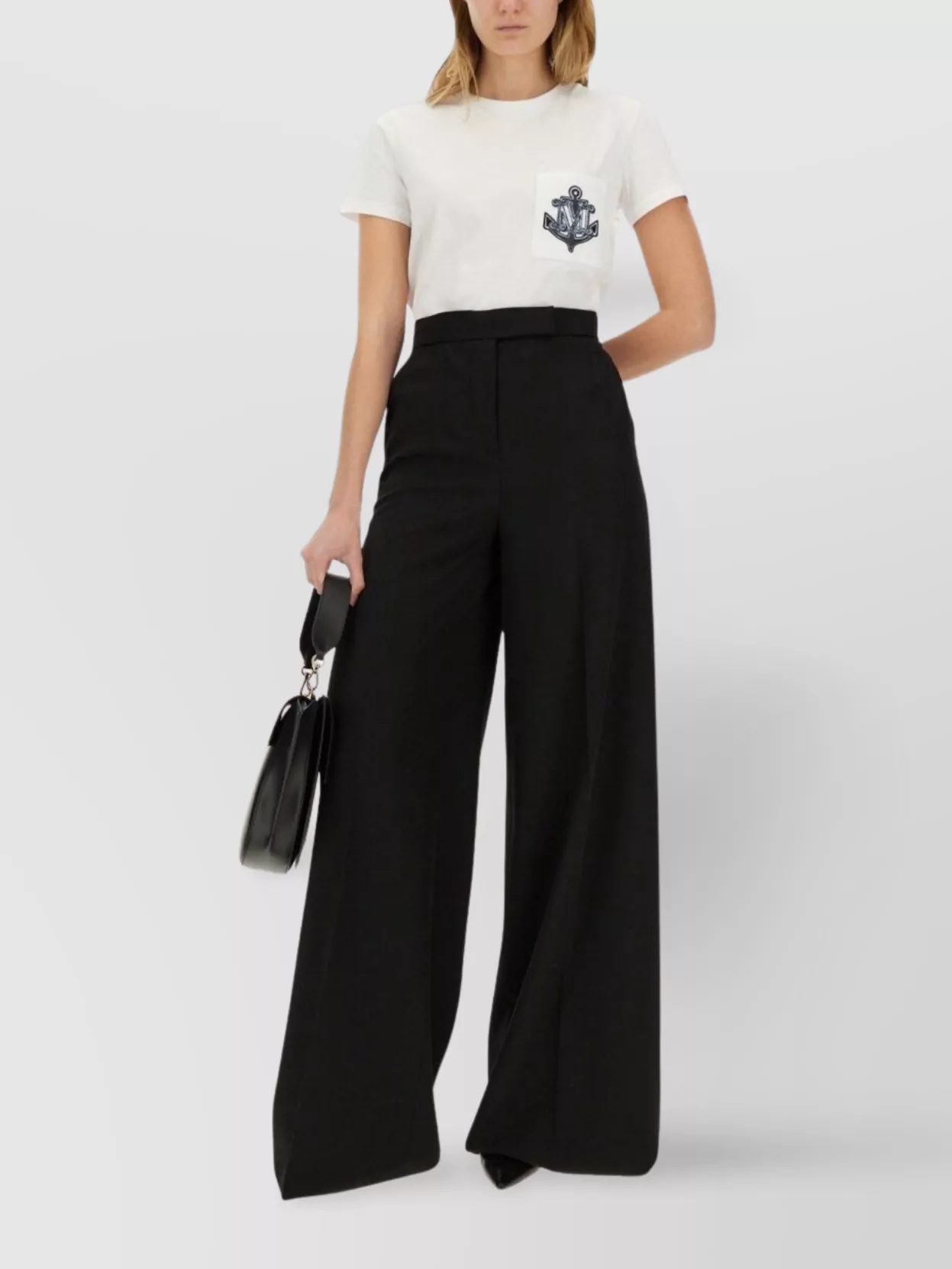 Max Mara Crew Neck T-Shirt Featuring Chest Pocket