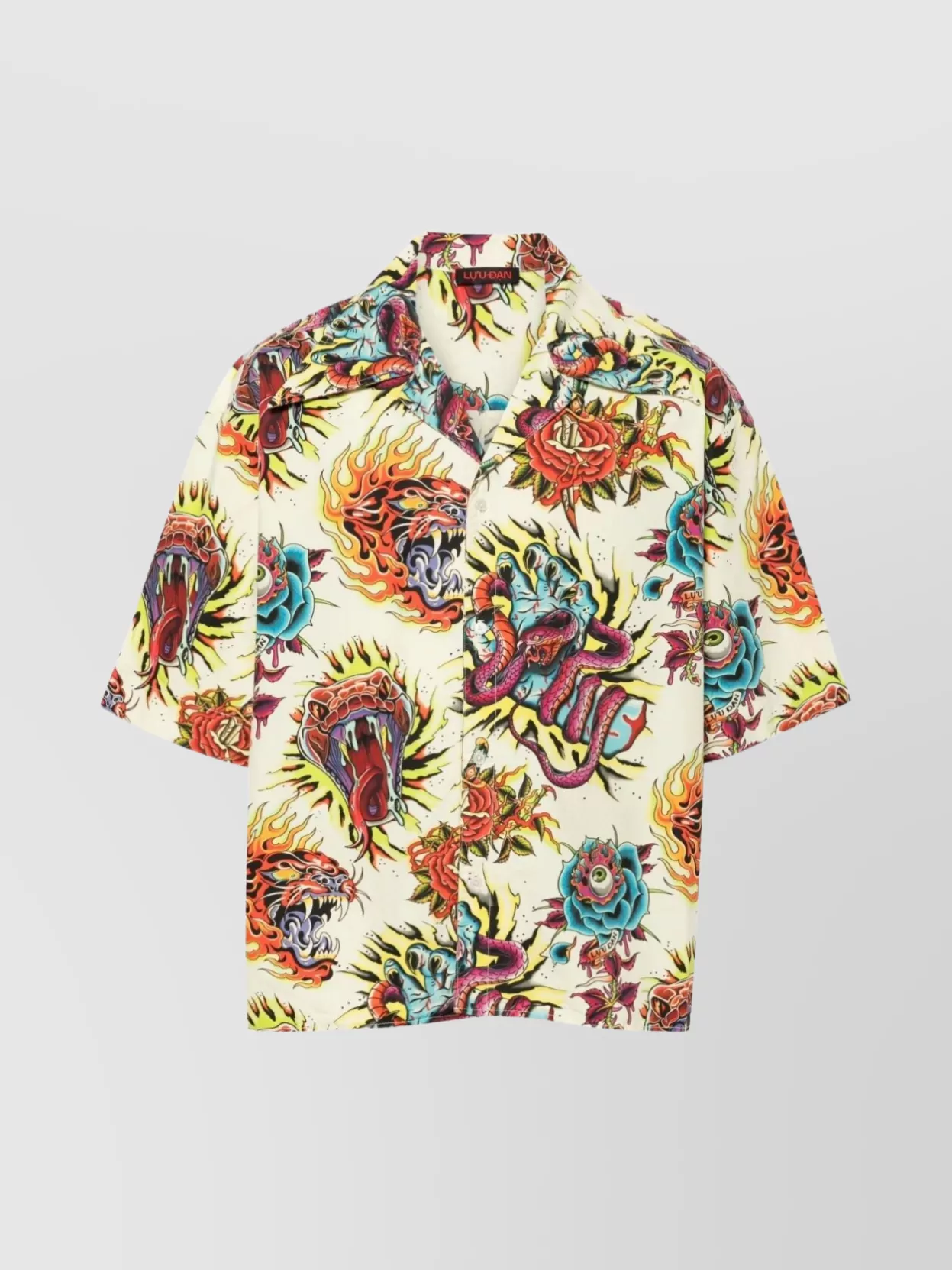 Lựu Dạn Oversized Shirt Featuring Tattoo Print In Multi