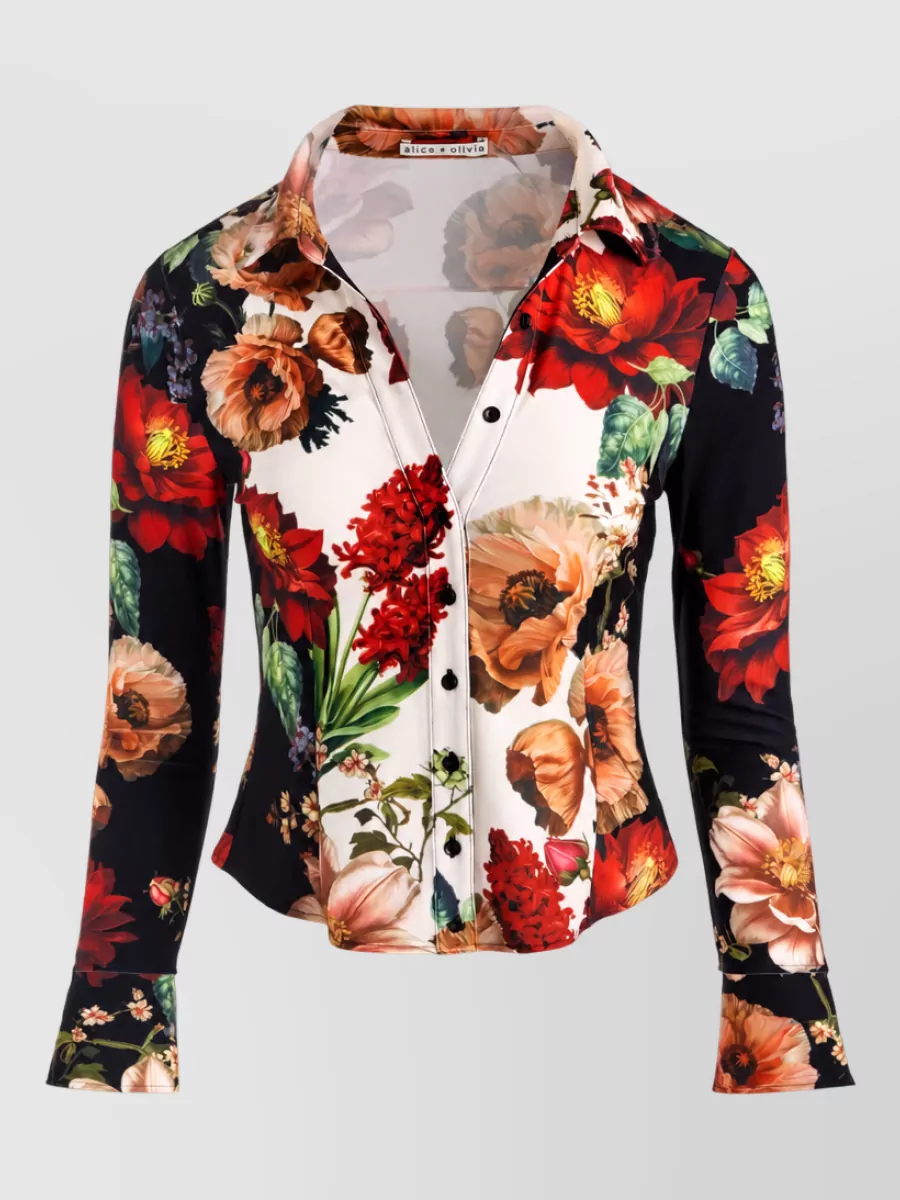 Alice + Olivia floral-print long-sleeve shirt