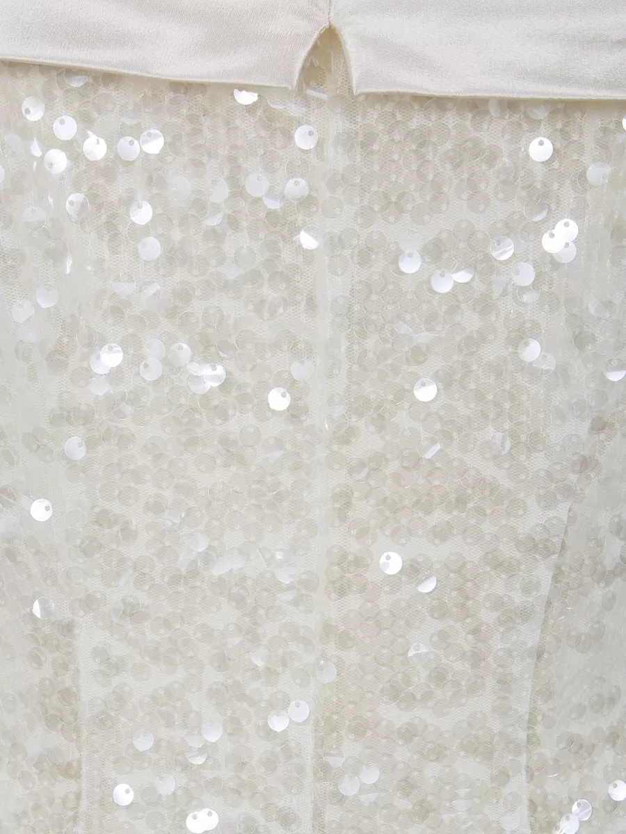 Alberta Ferretti Sequin Dress Floor Length Off Shoulder